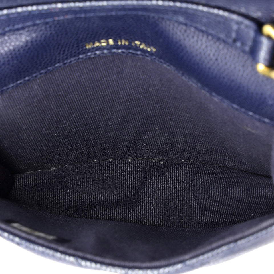 Twist Your Buttons Flap Coin Purse with Chain Quilted Shiny Caviar