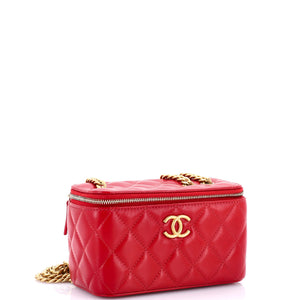 All Slide Long Vanity Case with Chain Quilted Lambskin Small