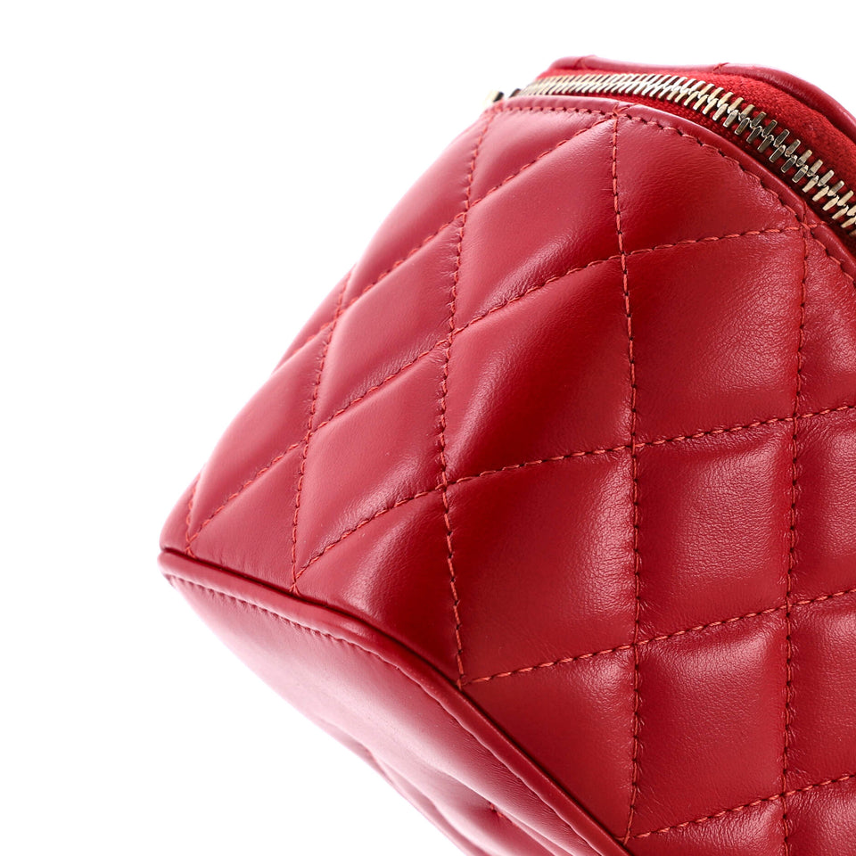 All Slide Long Vanity Case with Chain Quilted Lambskin Small