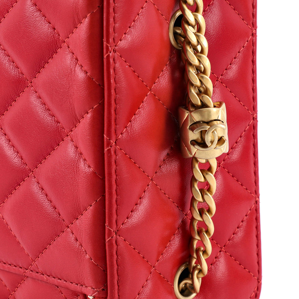 All Slide Long Vanity Case with Chain Quilted Lambskin Small