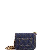 Double You CC Flap Clutch with Chain Quilted Denim