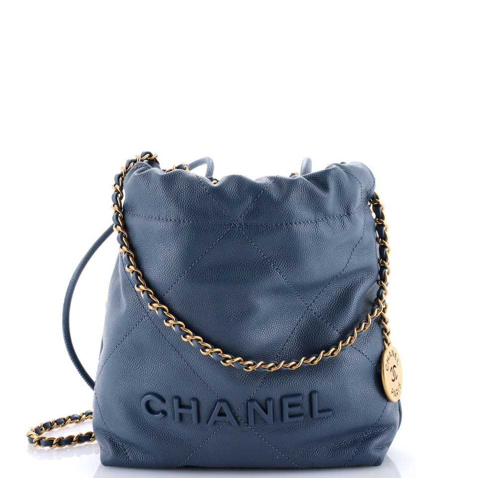 22 Chain Hobo Quilted Caviar Mini