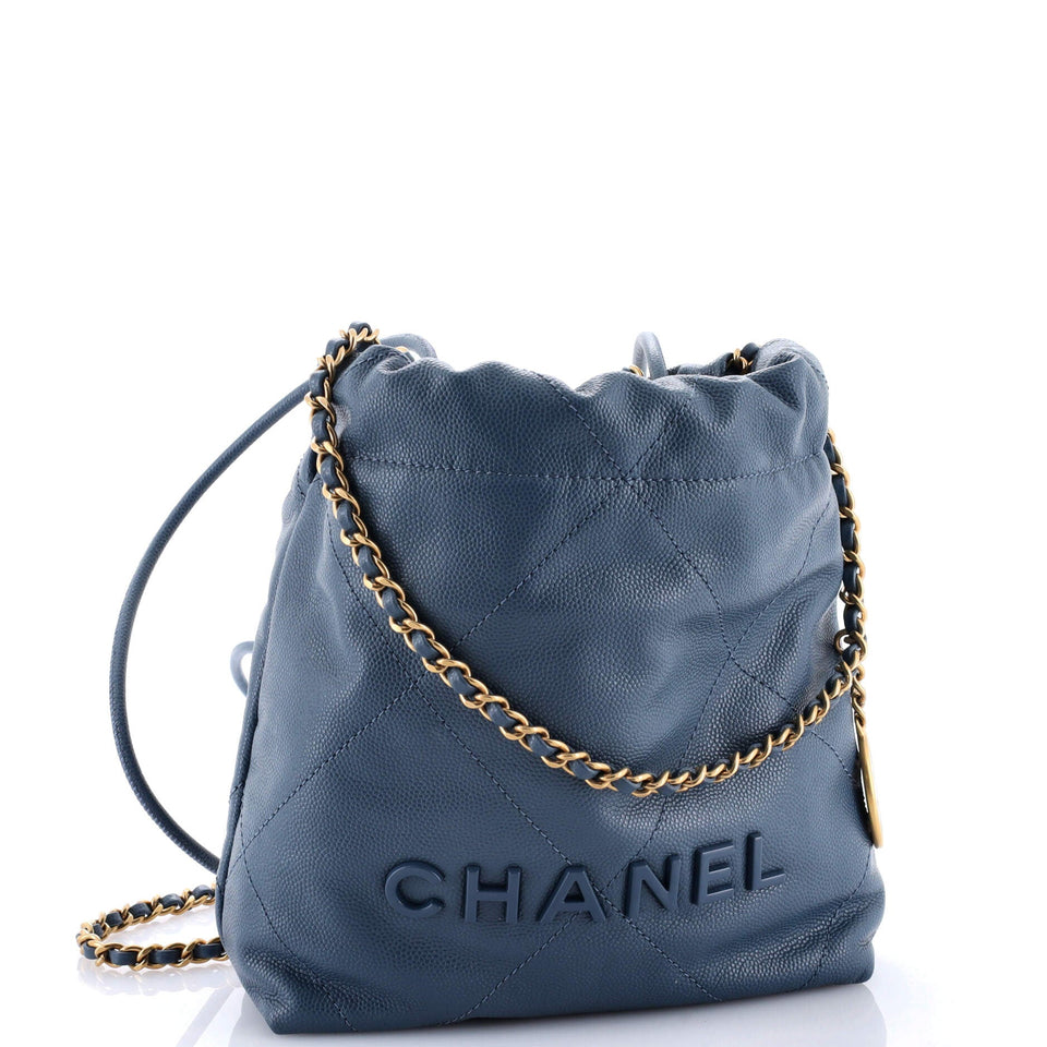 22 Chain Hobo Quilted Caviar Mini