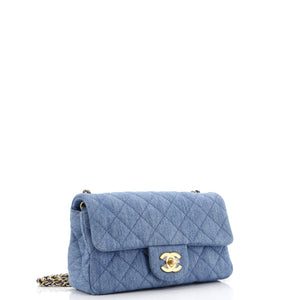 Pearl Crush Flap Bag Quilted Denim Mini