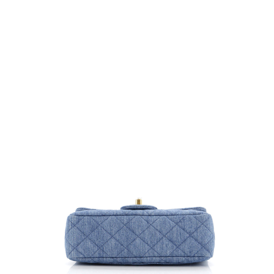 Pearl Crush Flap Bag Quilted Denim Mini