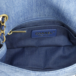 Pearl Crush Flap Bag Quilted Denim Mini