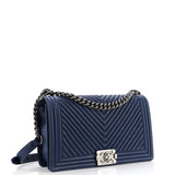Boy Flap Bag Chevron Wrinkled Lambskin New Medium