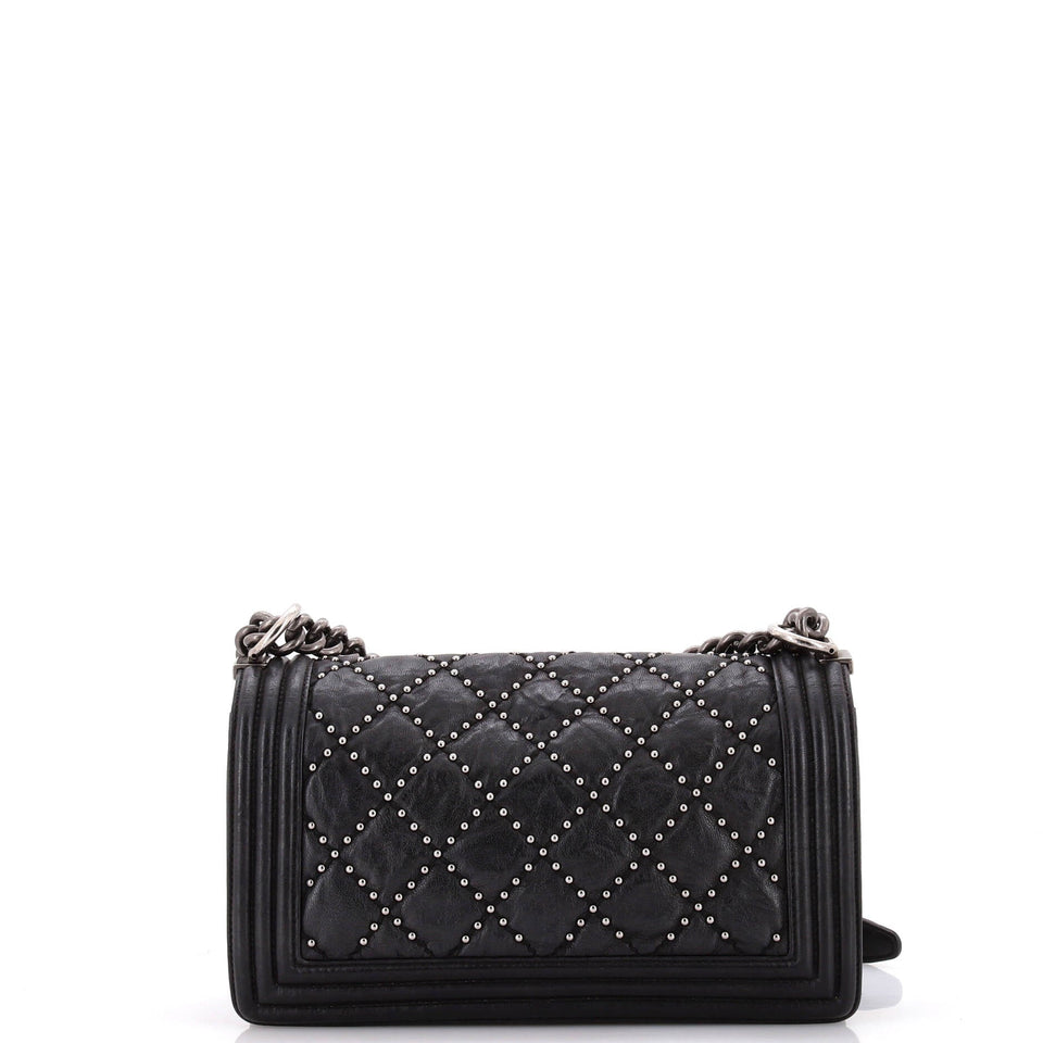 Boy Flap Bag Studded Quilted Distressed Calfskin Old Medium