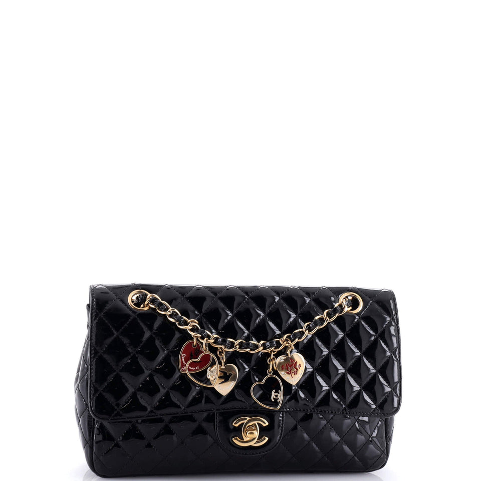 Valentine Hearts Flap Bag Quilted Patent Medium