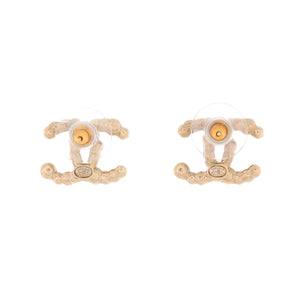 CC Stud Earrings Metal with Faux Pearls and Crystals