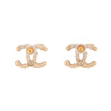 CC Stud Earrings Metal with Faux Pearls and Crystals