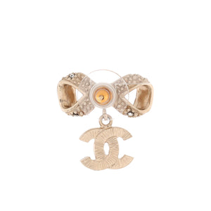 CC Bow Stud Earrings Metal with Crystals