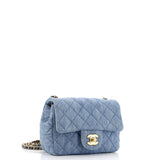Pearl Crush Square Flap Bag Quilted Denim Mini