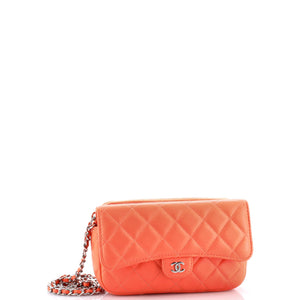 Classic Flap Phone Holder with Chain Quilted Lambskin