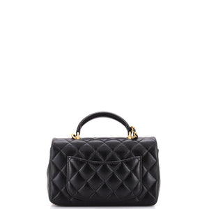 Classic Single Flap Top Handle Bag Quilted Lambskin Mini
