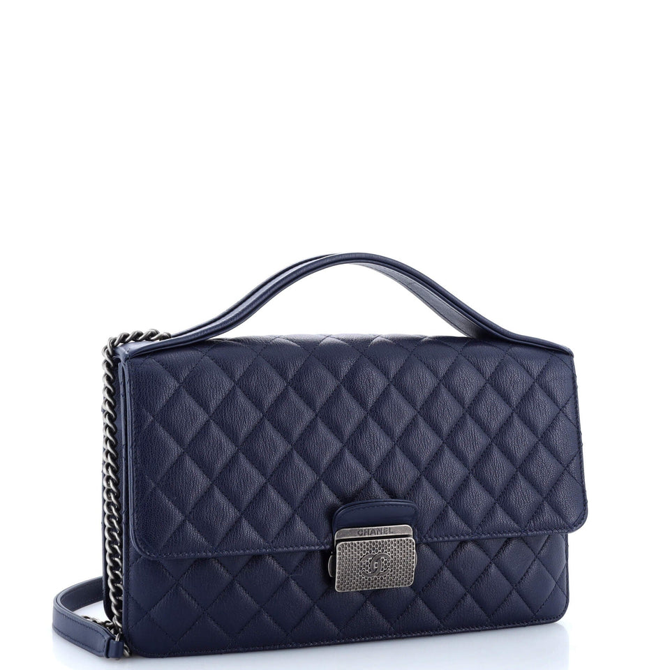 CC University Flap Bag Quilted Goatskin Large