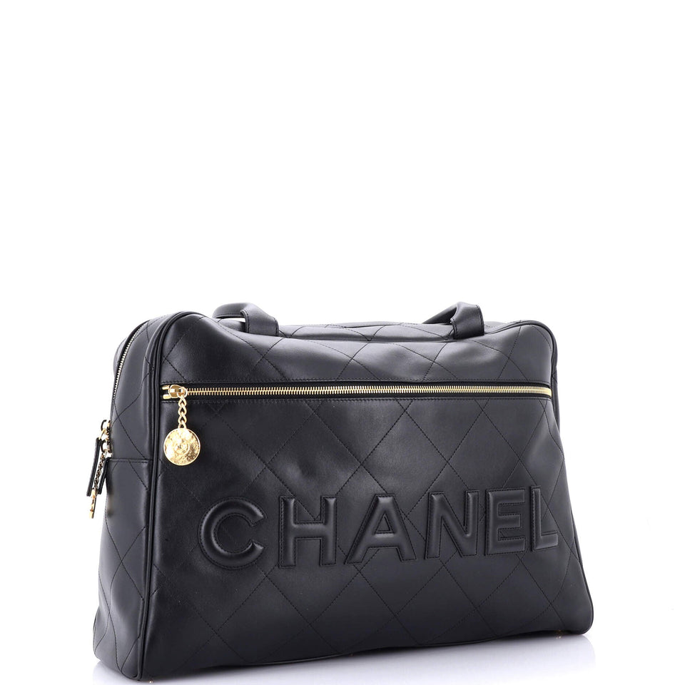 Logo Bowler Bag Stitched Calfskin Maxi