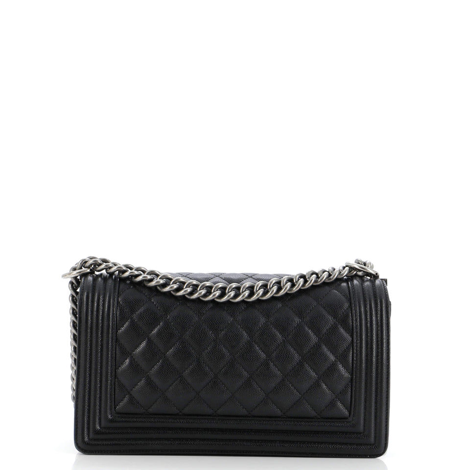 Boy Flap Bag Quilted Caviar Old Medium