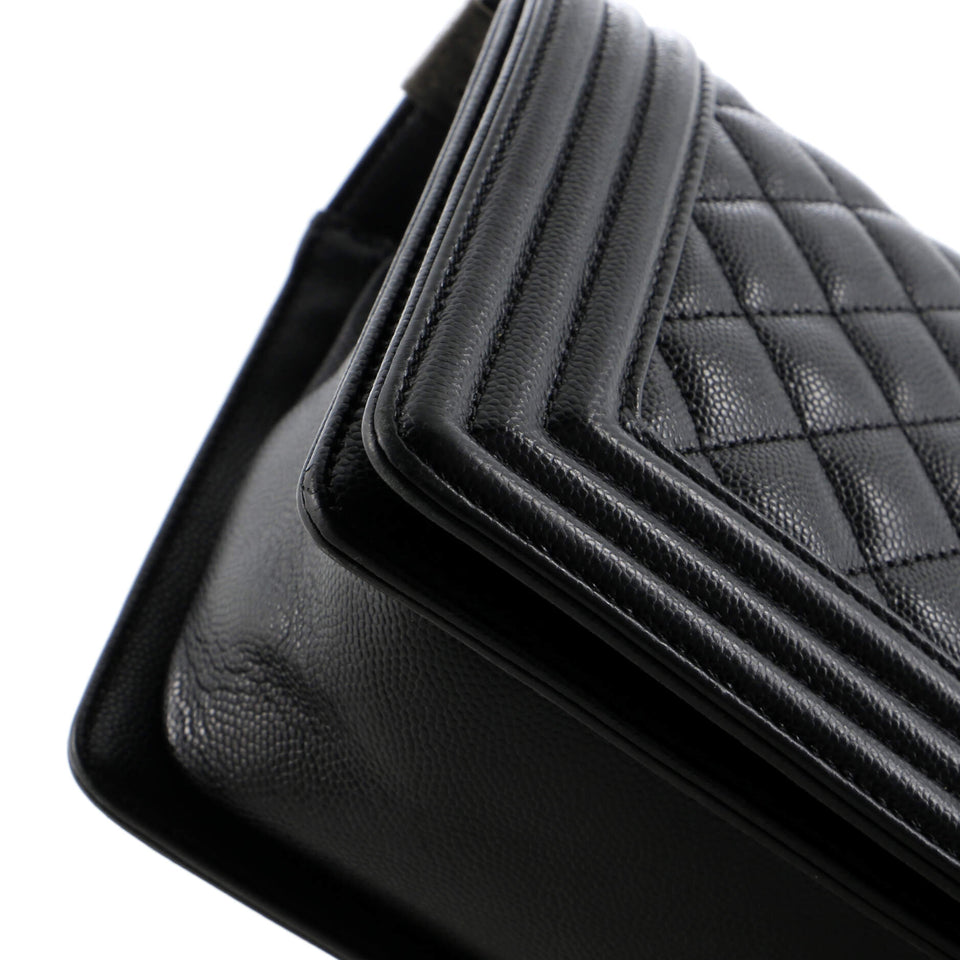Boy Flap Bag Quilted Caviar Old Medium