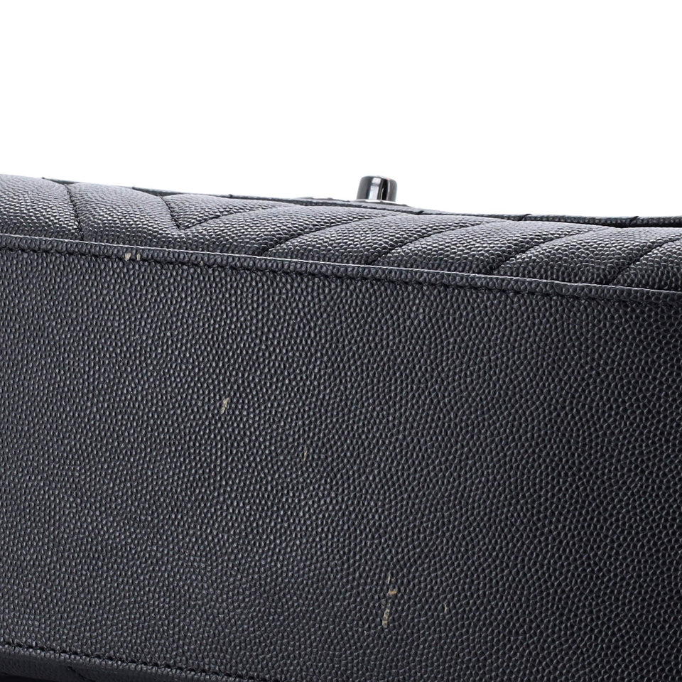 So Black Coco Top Handle Bag Chevron Caviar Small