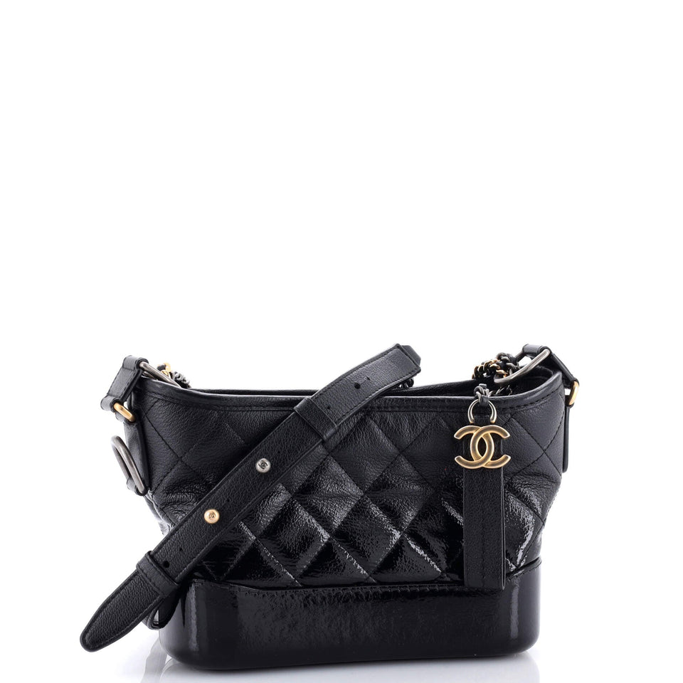 Gabrielle Hobo Quilted Goatskin and Patent Small