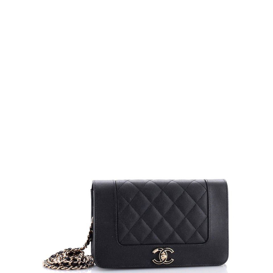 Mademoiselle Vintage Wallet on Chain Quilted Caviar
