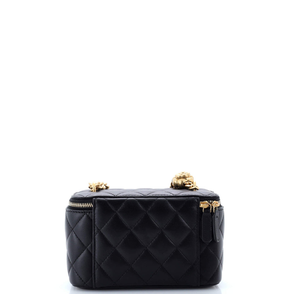 Sweet Camellia Vanity Case with Chain Quilted Lambskin Small