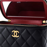Sweet Camellia Vanity Case with Chain Quilted Lambskin Small