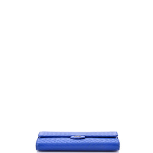 CC Gusset Classic Flap Wallet Chevron Caviar Long