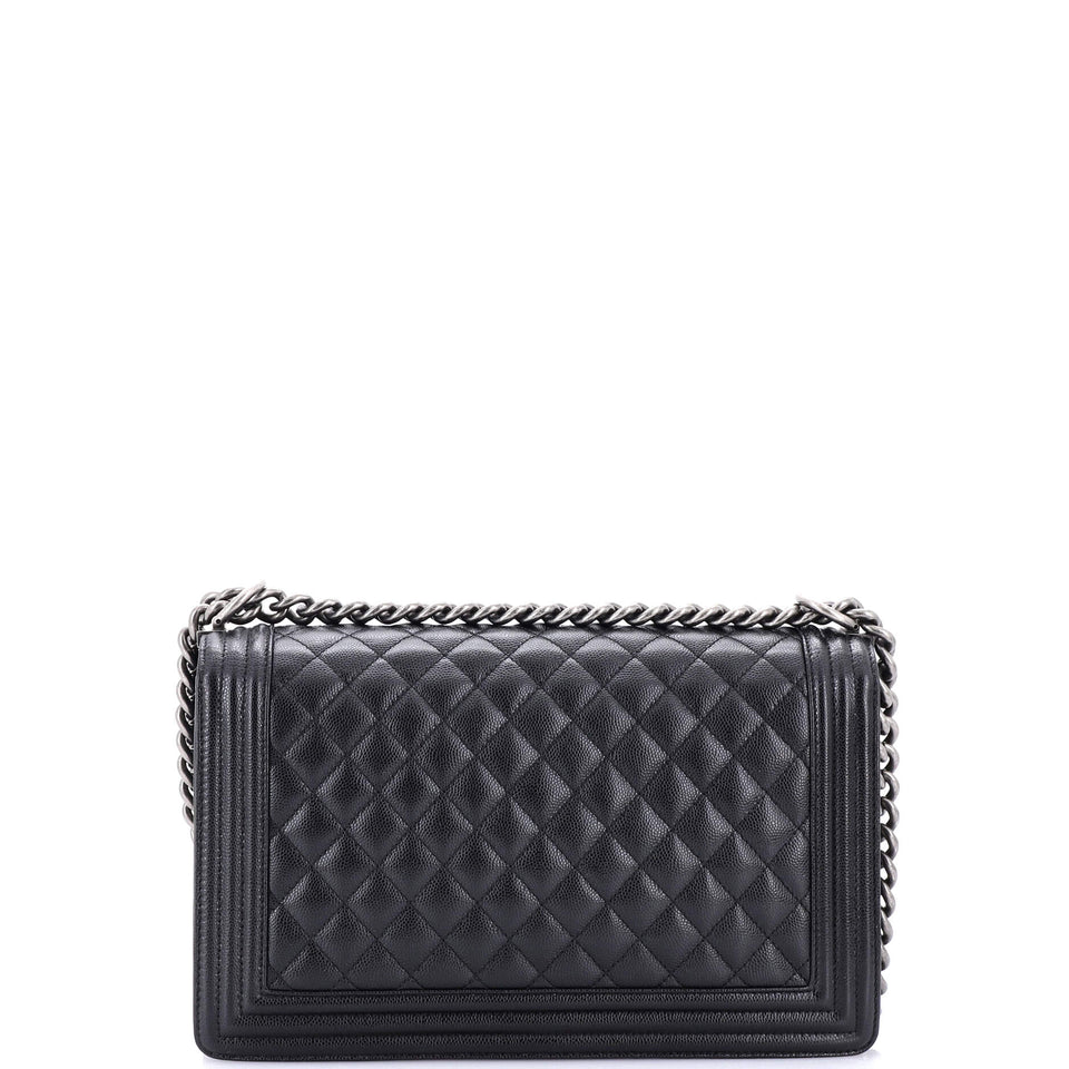 Boy Flap Bag Quilted Caviar New Medium