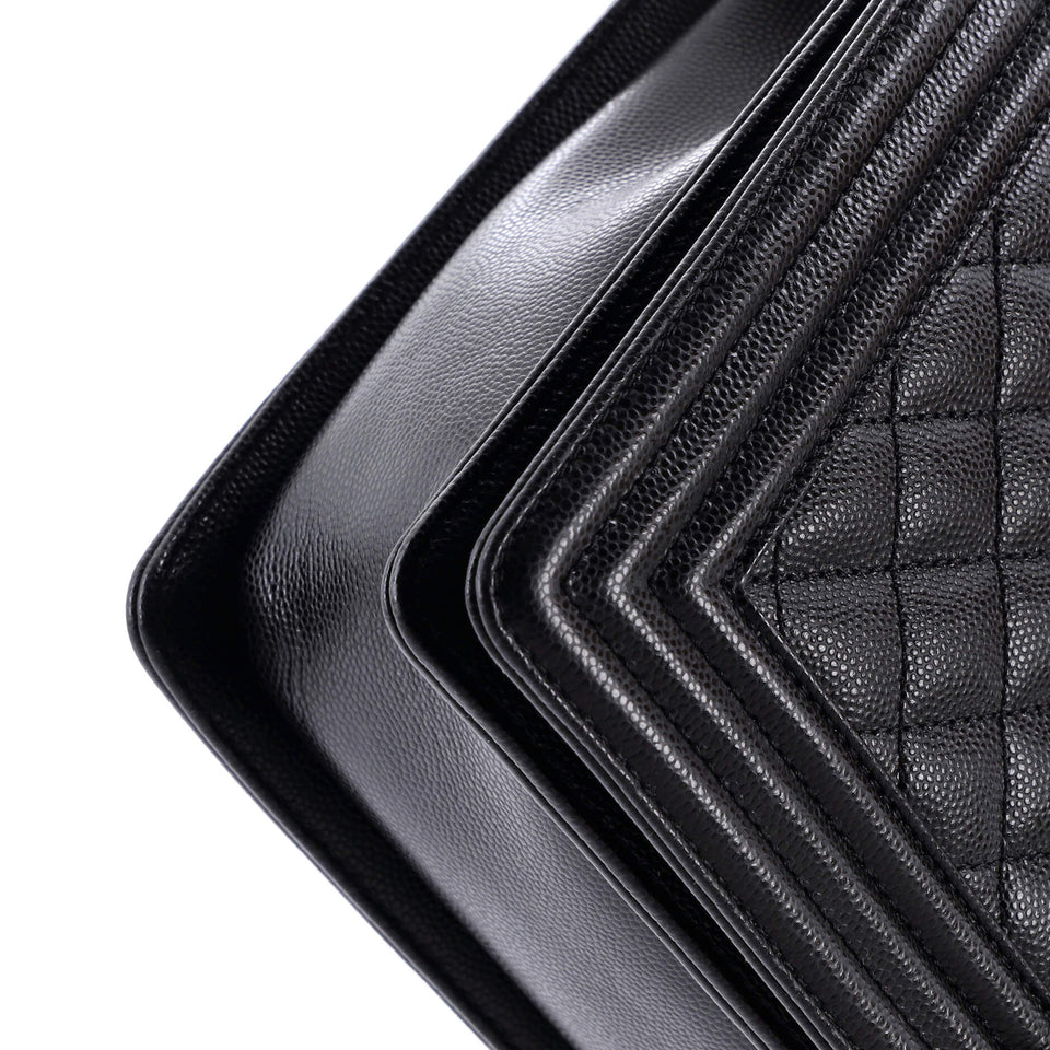 Boy Flap Bag Quilted Caviar New Medium