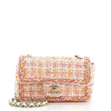 Classic Single Flap Bag Braided Quilted Tweed with Sequins Mini