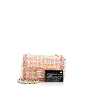 Classic Single Flap Bag Braided Quilted Tweed with Sequins Mini