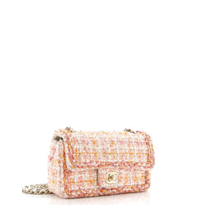 Classic Single Flap Bag Braided Quilted Tweed with Sequins Mini