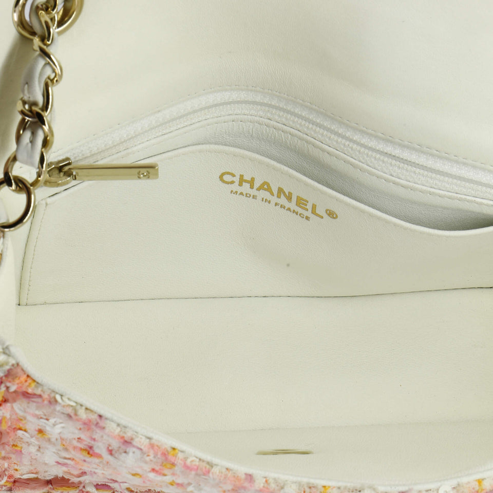 Classic Single Flap Bag Braided Quilted Tweed with Sequins Mini