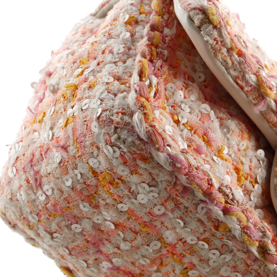 Classic Single Flap Bag Braided Quilted Tweed with Sequins Mini