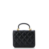 Top Handle Flap Coin Purse with Chain Quilted Lambskin