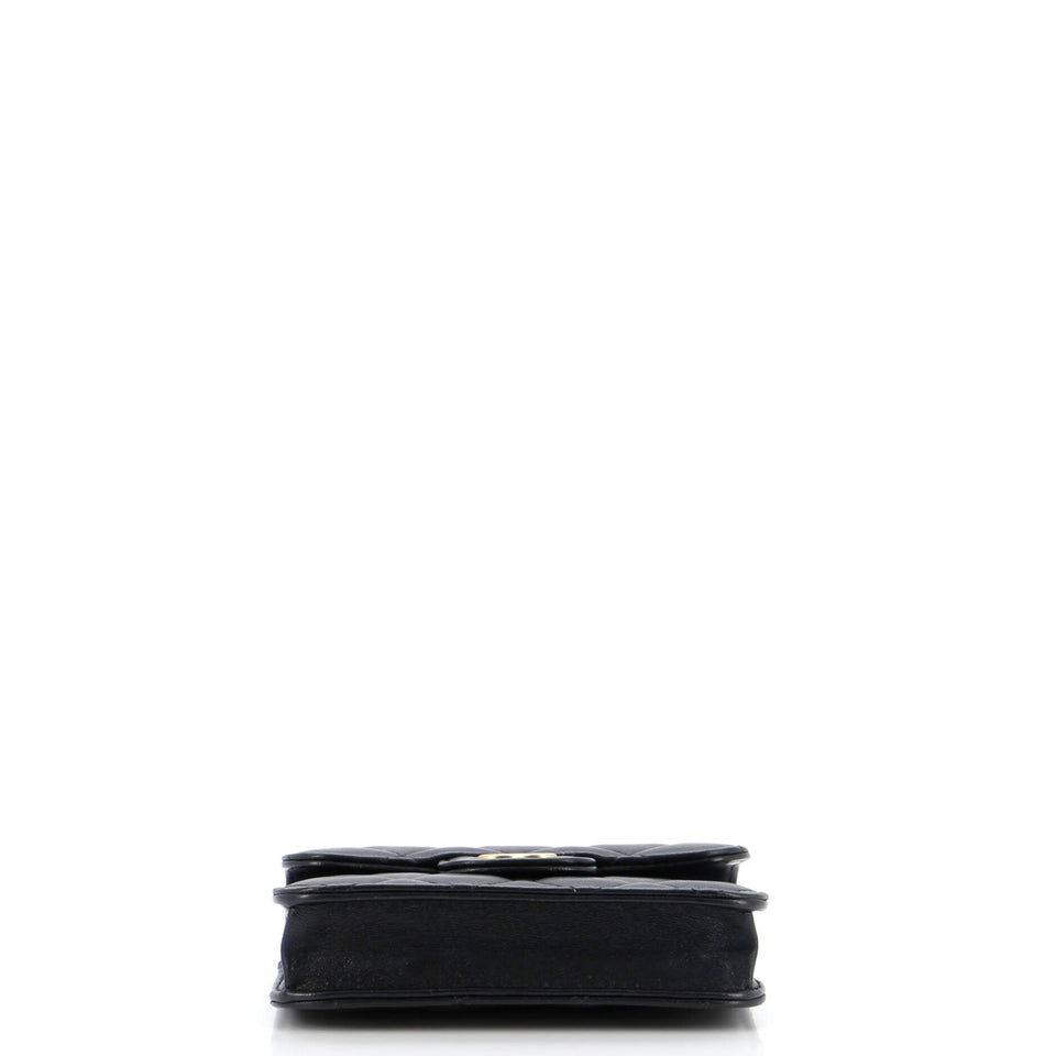 Top Handle Flap Coin Purse with Chain Quilted Lambskin