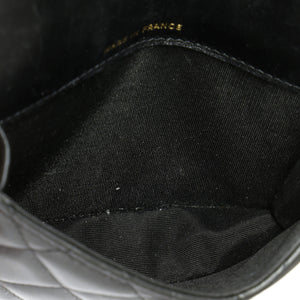 Top Handle Flap Coin Purse with Chain Quilted Lambskin