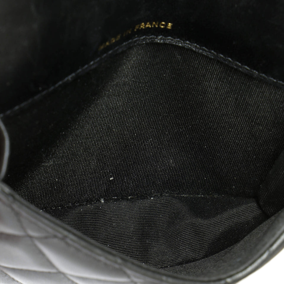 Top Handle Flap Coin Purse with Chain Quilted Lambskin