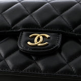 Top Handle Flap Coin Purse with Chain Quilted Lambskin
