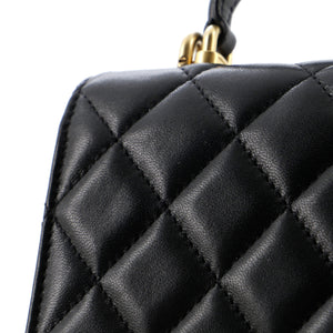 Top Handle Flap Coin Purse with Chain Quilted Lambskin