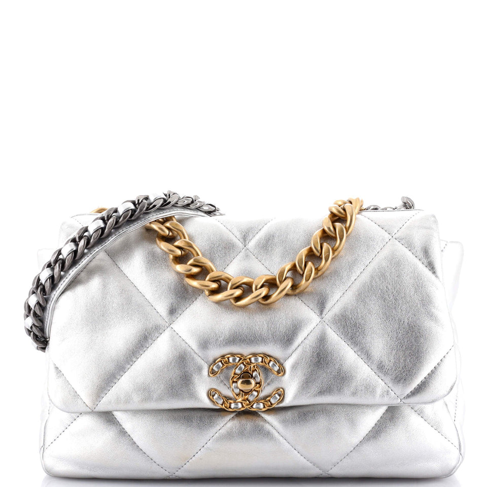 19 Flap Bag Quilted Leather Large
