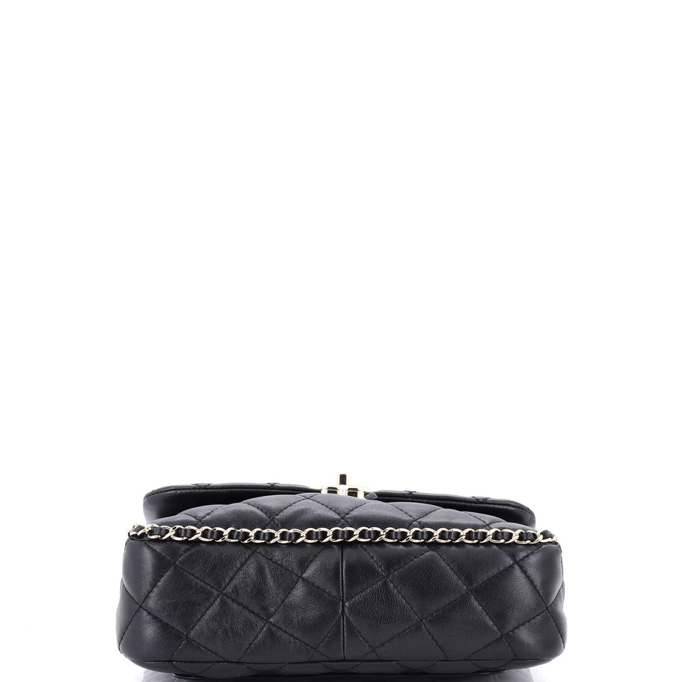 Chain Frame Enamel CC Flap Bag Quilted Lambskin Medium