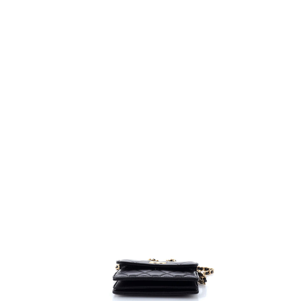 Pearl Crown Clutch with Chain Quilted Lambskin