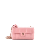 Camellia Chocolate Bar Flap Bag Quilted Lambskin Mini