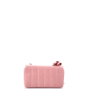 Camellia Chocolate Bar Flap Bag Quilted Lambskin Mini