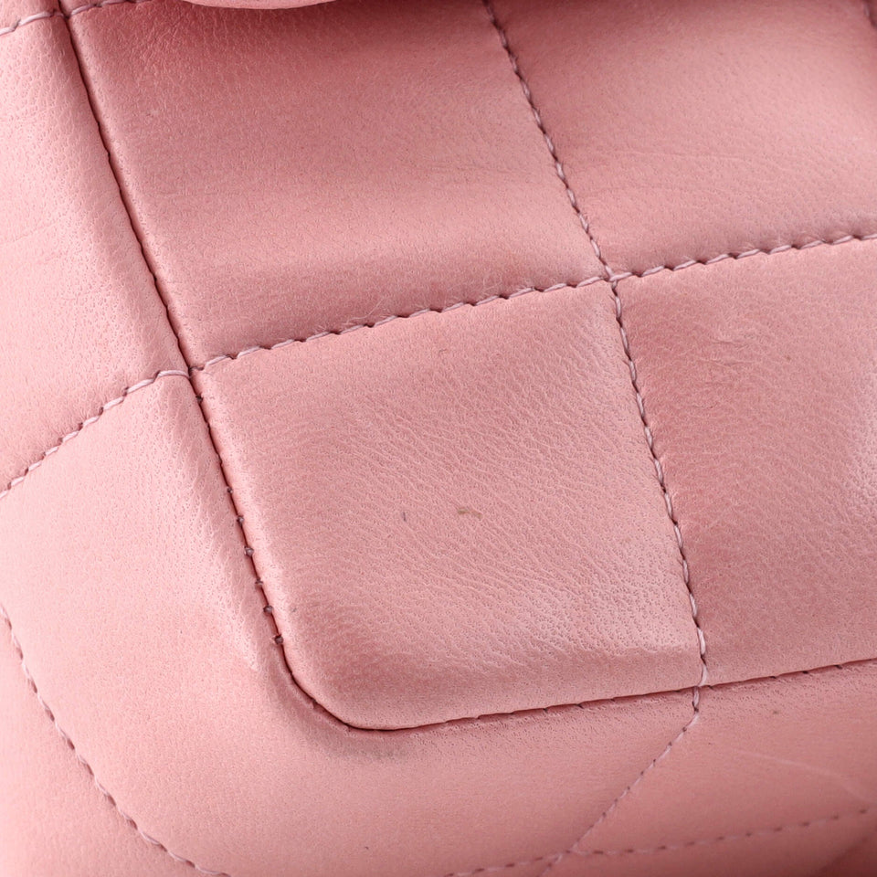 Camellia Chocolate Bar Flap Bag Quilted Lambskin Mini