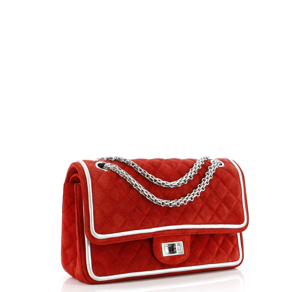 Reissue 2.55 Flap Bag Quilted Suede with Metallic Calfskin 225