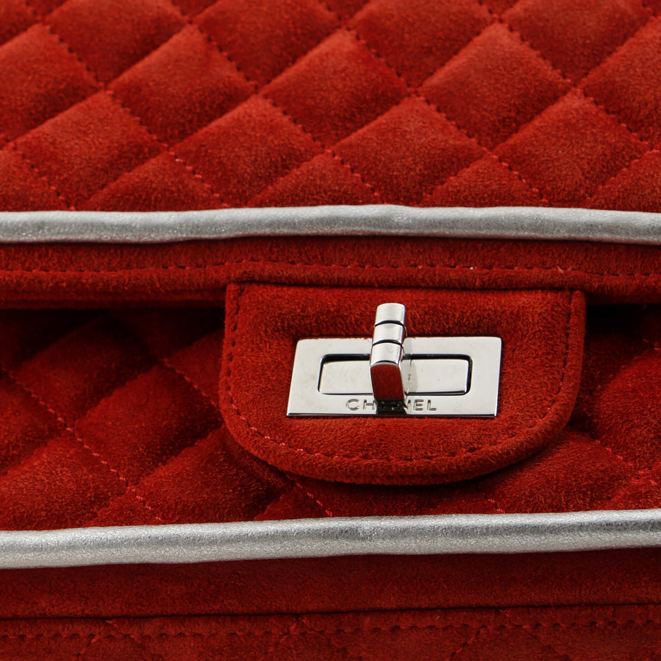 Reissue 2.55 Flap Bag Quilted Suede with Metallic Calfskin 225